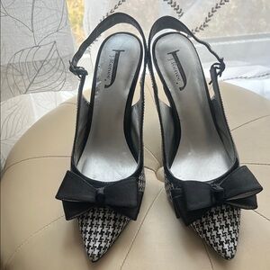 J.Renee Houndstooth Black Slingback Heels